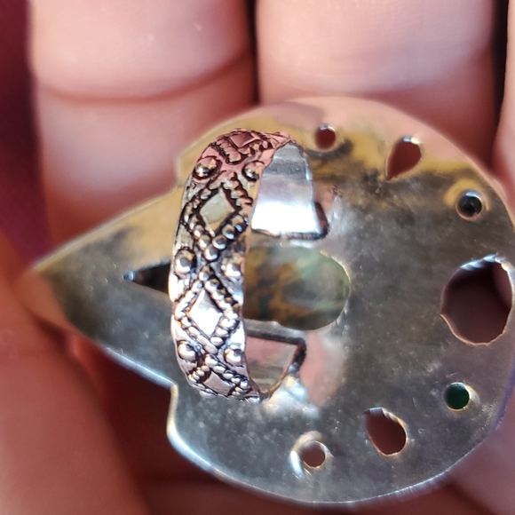 New Oversized Chrysocolla & Diopside 925 Silver Statement Ring. - Picture 12 of 14